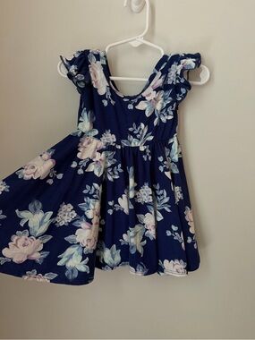 Dot Dot Smile Navy Floral Ruffle-Sleeve Dress